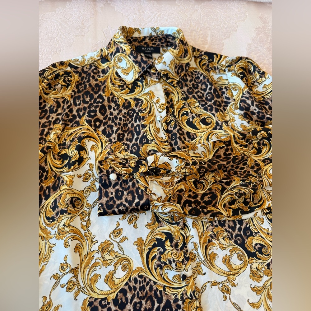 Leopard Print and Baroque Pattern blouse NWT - image 5
